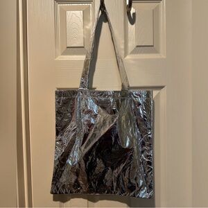 Tory Burch Metallic Silver Tote